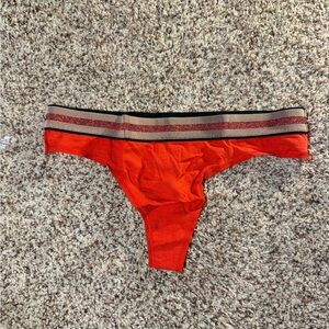 Victoria's Secret Red Striped Thong size M